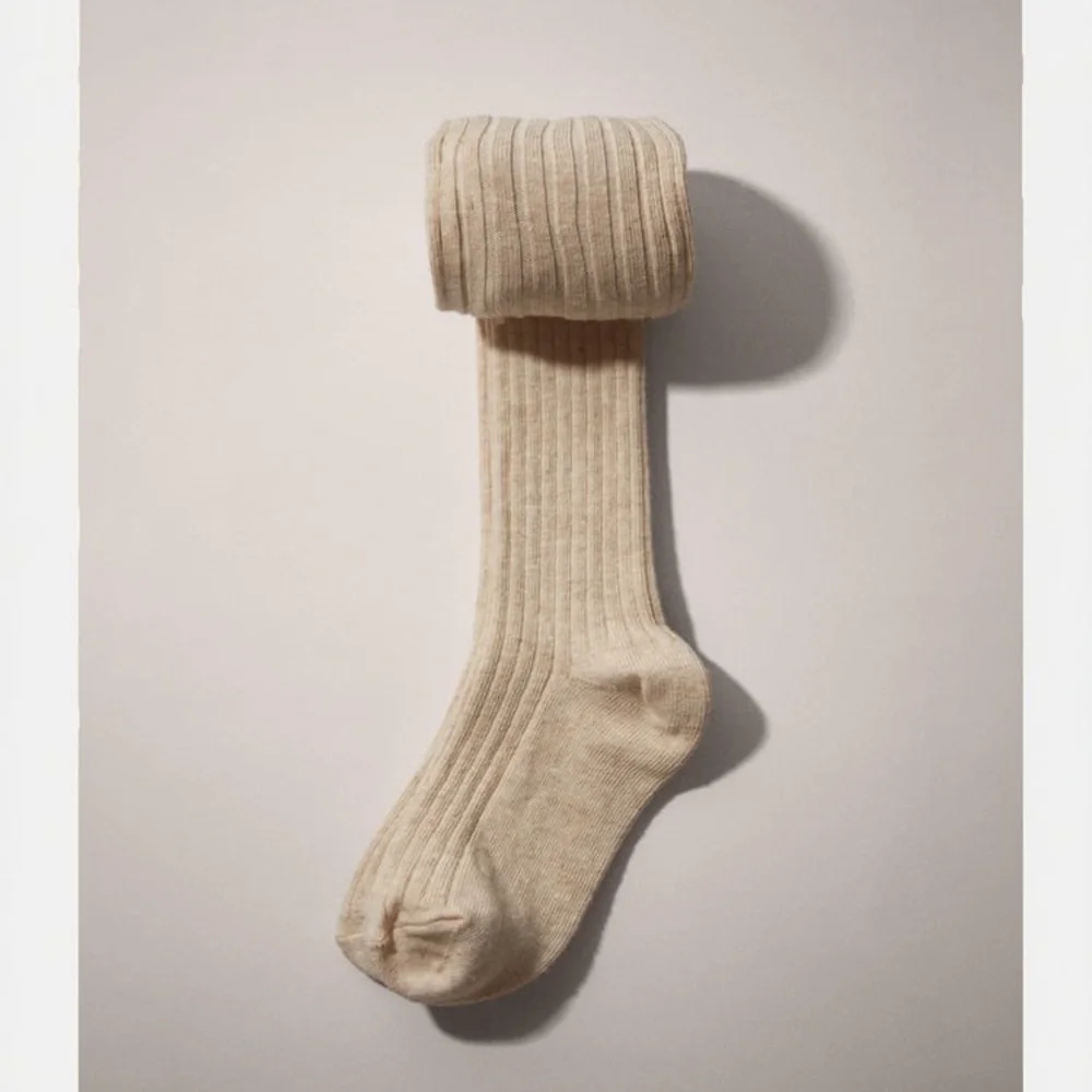 NWT. Zara Sand Ribbed Tights. Size 6-12 Months.